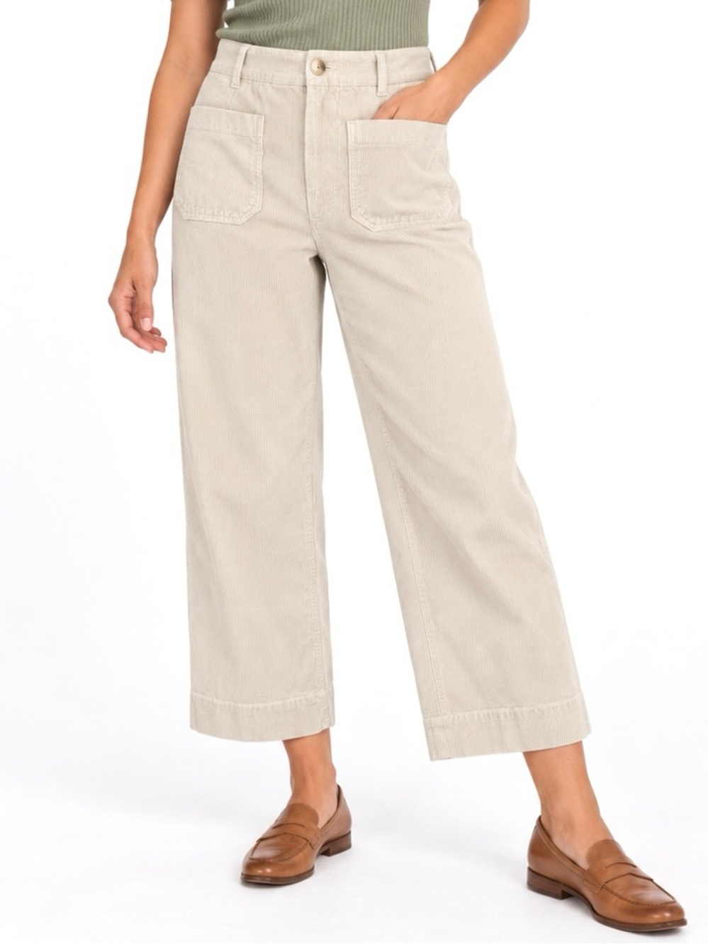 Anthropologie Maeve The Colette Cream Corduroy Wide Leg Pants Size 32
